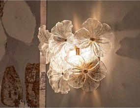 Sklenené nástenné svietidlo v zlatej farbe Ibiscus – Mauro Ferretti