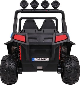 Ramiz Terénna bugina Strong pre deti modrá + pohon 4x4 + diaľkové ovládanie + nosič batožiny + rádio MP3 + LED