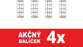 Akcia 4x Regál 180x40x40 cm pozinkovaný 5-policový, nosnosť 875 kg - 4ks