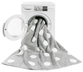 Lorena Canals, Ručne tkaný kusový koberec Polka Dots Grey-White, 120x160, šedá, detská izba