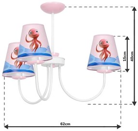 Detský luster Lola, 3x plastové tienidlo so vzorom, w/p