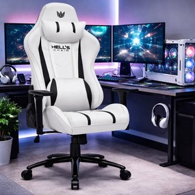 Herná ergonomická stolička HC-1013 – biele kancelárske kreslo s 3D podrúčkami