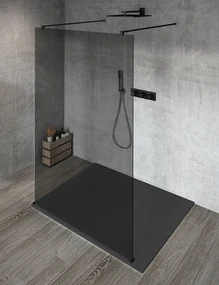 Gelco Gelco, VARIO BLACK jednodielna sprchová zástena do priestoru, dymove sklo, 1100 mm, GX1311GX2214