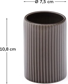 Tmavohnedý keramický téglik na zubné kefky Selime – Kave Home