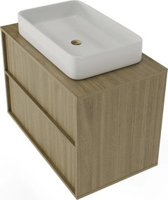 Závesná skrinka pod umývadlo Mossy s doskou 80 cm dub perleťový