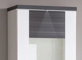 Vysoká vitrína Caracas typ 02, grafit / biely lesk, s osvetlením