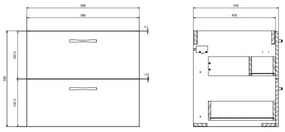 Cersanit S801-309-DSM- Závesná kúpeľňová skrinka s umývadlom NIKO 60x45 cm biela
