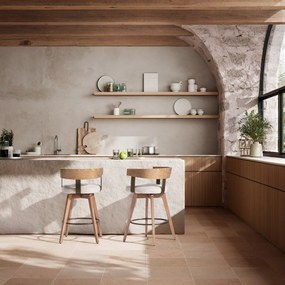 Krémovobiele/v prírodnej farbe čalúnené barové stoličky v súprave s podrúčkami 2 ks Ilia – MOME