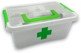 Lekárnička, úložný box na lieky s vnoreným organizérom, 2v1, s rúčkou, antibakteriálna, 4.5l