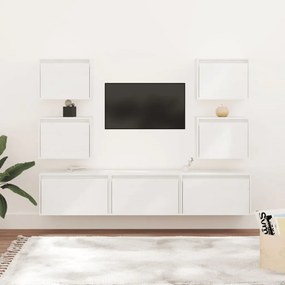 TV skrinky biele 7 ks masívna borovica
