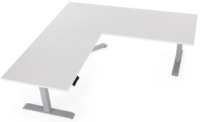 Výškovo nastaviteľný stôl OfficeTech Angle, 180 x 200 cm, sivá podnož, svetlo sivá