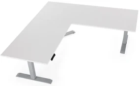 Výškovo nastaviteľný stôl OfficeTech Angle, 180 x 200 cm, sivá podnož, svetlo sivá