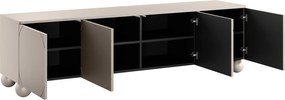 RTV skrinka Sonatia II 200 cm štvordverová na guľatých nohách - kasmír
