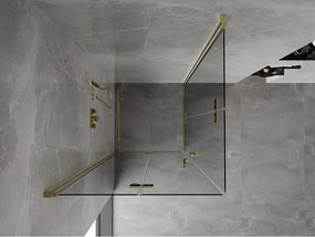 Mexen Mist-F Duo, skladací sprchový kút 80 x 80 cm, číre sklo, zlatý lesklý profil, 8A6-080L-080P-50-00