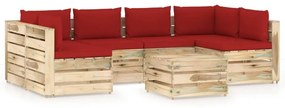 7-dielna záhradná sedacia súprava s podložkami zelené impregnované drevo