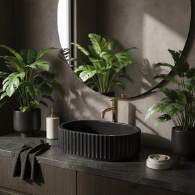 Rea Margaret, umývadlo na dosku 490x355x125 mm, čierna-imitácia kameňa, REA-U7344