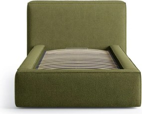 Zelená čalúnená jednolôžková posteľ s úložným priestorom s roštom 90x200 cm Jodie – Micadoni