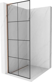 Mexen Kioto L, sprchová zástena Walk-In 80 x 200 cm, 8mm číre sklo čierny vzor, ružové zlato profil, 800-080-103-60-77