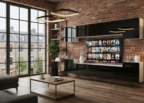 Obývacia stena 300 cm Belini čierny lesk Imperium4  IMP 4/5/W/B/0/0