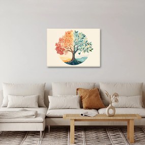 Obraz – Duálny strom s motýľom (70x50 cm)