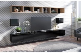 Obývacia stena Calabria C34 BLACK (čierna + dub artisan) (bez osvetlenia). Akcia -20%. Vlastná spoľahlivá doprava až k Vám domov. 1051579