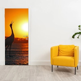Fototapeta na dvere - Vtáky pri západe slnka (95x205cm)