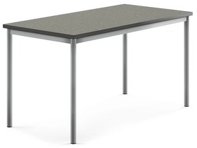 Stôl SONITUS, 1400x700x720 mm, linoleum - tmavošedá, strieborná