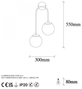 Nástenná lampa Jevel I zlatá/biela