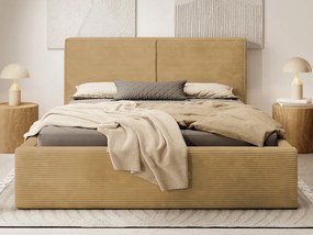 Posteľ Inez 180x200 cm, topazovo žltá štruktúrovaná látka