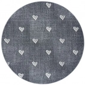 Koberec HEARTS kruh Jeans - sivý