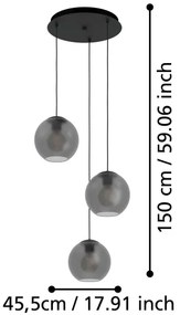 Eglo 390213 - Luster na lanku ARANGONA 3xE27/40W/230V dymová