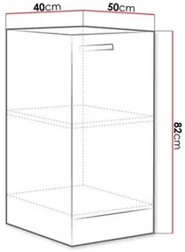 Dolná kuchynská skrinka Milo  40 D 1F BB (sivá + sivý lesk). Vlastná spoľahlivá doprava až k Vám domov. 1122661