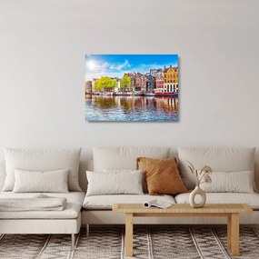 Sklenený obraz - Tancujúce domy, Amsterdam (70x50 cm)