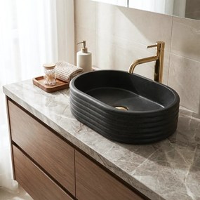 Rea Nicoletta, umývadlo na dosku 500x360x140 mm, imitácia kameňa-čierna, REA-U7345