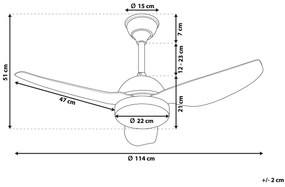 Stropný ventilátor so svetlom biely TOPLICA Beliani