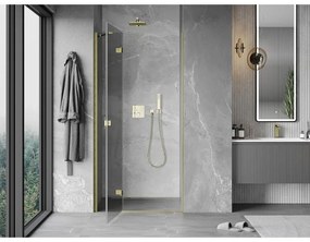 Mexen Mist-H, 1-krídlové sprchové dvere ľavé 85 cm, číre sklo, zlatý matný profil, 8A5-085-000-55-00-L