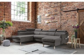 Tmavosivá zamatová rozkladacia rohová pohovka do "U" (ľavý roh) Sweet Harmony – Miuform