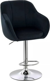 LuxuryForm DESIGN Barová stolička AVOLA VELUR na striebornom tanieri - čierna