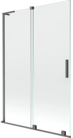 Mexen Velar L, 2-krídlová posuvná vaňová zástena 120 x 150 cm, 8mm číre sklo, grafitová matná, 896-120-003-01-95