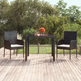 Záhradný stôl so sklenenou doskou čierny 90x90x75 cm polyratan 319895