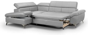 Kožená rohová sedacia súprava SALERNO II L, ľavá, sivá, rozkladacia