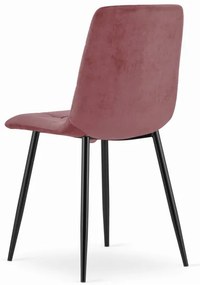 Set dvoch jedálenských stoličiek KARA zamatové ružové / čierne nohy (2ks)