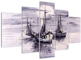 Obraz - Prístav, olejomaľba (150x105 cm)