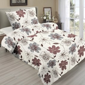 INTERMEDIC SK Posteľná obliečka Mikroplyš Hnedý Kvet 200x220/2x 70x90 cm