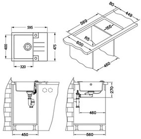 ALVEUS 1090950 - Kuchynský drez ROCK 59,5x47,5 cm granit/béžová
