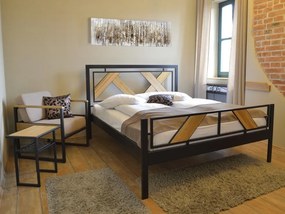 IRON-ART DOVER - kovová posteľ v industriálnom štýle ATYP, kov + drevo