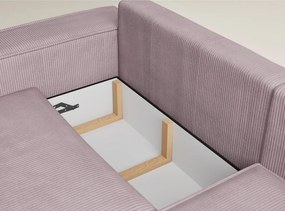 Fialová menčestrová rozkladacia/s úložným priestorom rohová pohovka (pravý roh/do L) Tonga – Maison de Rêve