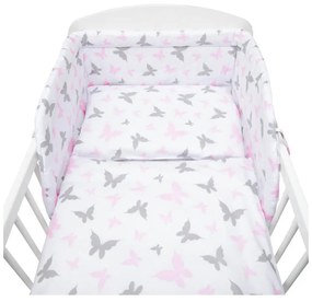 3-dielne posteľné obliečky 100/135 cm biele motýle