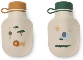 LIEWOOD Silikonová fľaša na smoothie Lizzie Safari Sandy mix – set 2 ks