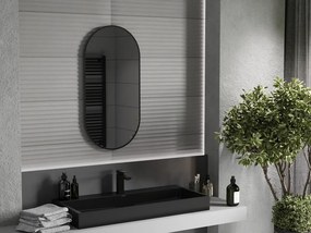 Mexen Loft oválne kúpeľňové zrkadlo 90 x 45 cm, čierny rám - 9851-090-045-000-70